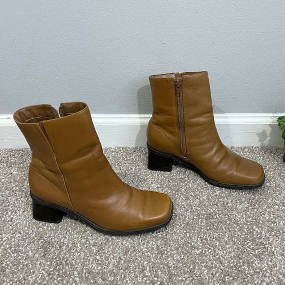 VTG 90s Y2K Naturalizer Boots Square Toe Chunky Heel Zip Mid Calf Boots - Picture 5 of 8